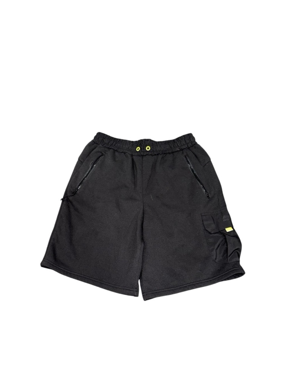 Men's Black Athletic Cargo Shorts with Neon Accent Size Medium